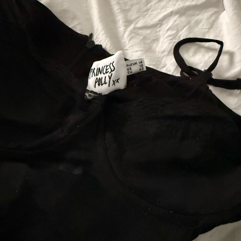 Princess Polly Black Lace-Trim Mini Dress - Picture 3 of 3